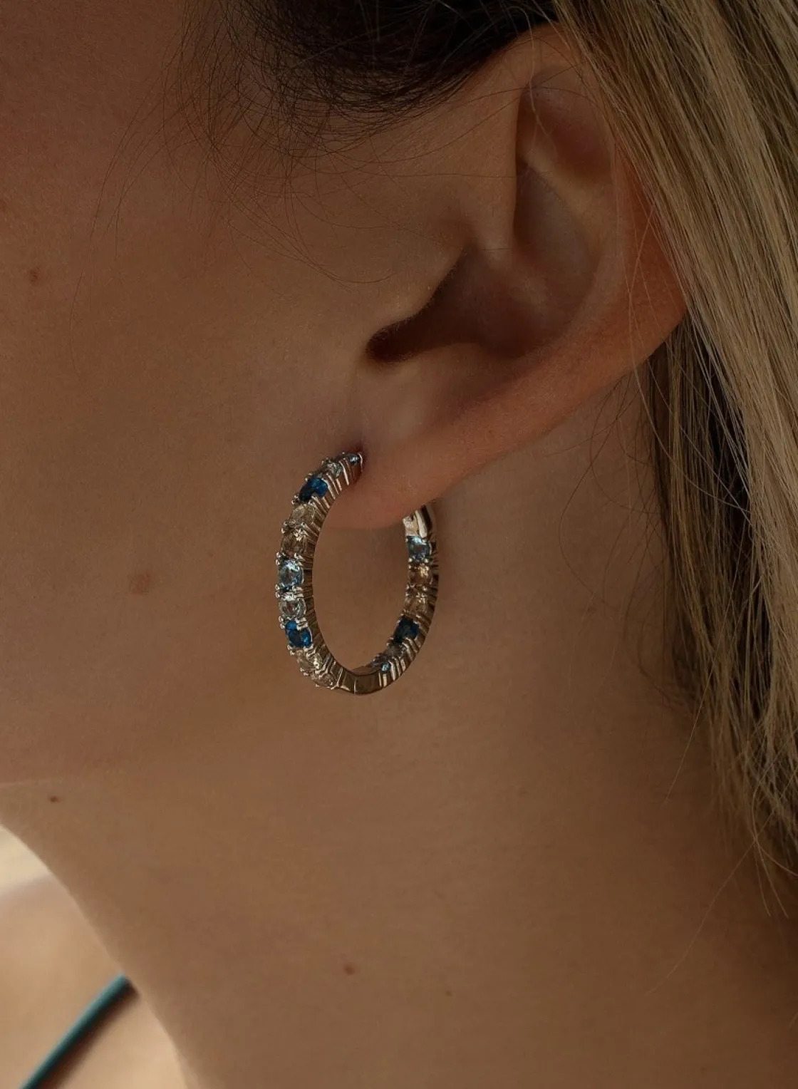 Pendientes Aro | LINEARGENT Pendientes aros con piedras de colores talla redonda