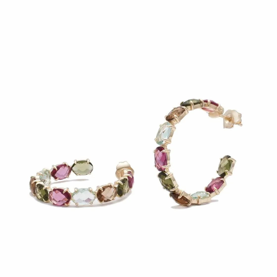Pendientes Aro | LINEARGENT Pendientes aros con piedras formados por gemas en tonos cálidos