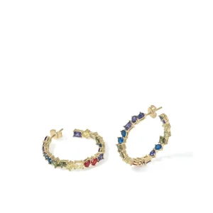 Pendientes Aro | LINEARGENT Pendientes aros con piedras multiforma en tonos brillantes
