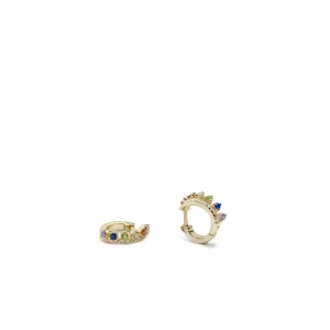 Pendientes Pequeños | Pendientes Aro | LINEARGENT Pendientes aros de plata diseño gemas multicolor y circonitas