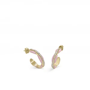 Pendientes Aro | LINEARGENT Pendientes aros diseño bubble esmalte rosa con circonitas