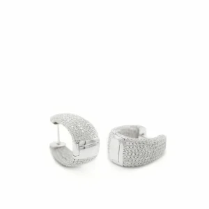 Pendientes Aro | LINEARGENT Pendientes aros diseño grueso con engaste total de circonitas