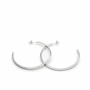 Pendientes Aro | LINEARGENT Pendientes aros grandes diseño cuadrado y plata lisa