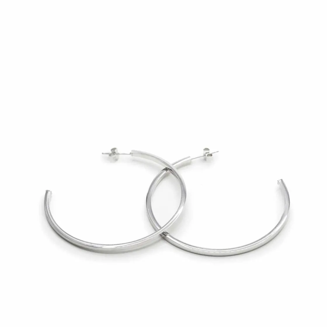 Pendientes Aro | LINEARGENT Pendientes aros grandes diseño cuadrado y plata lisa