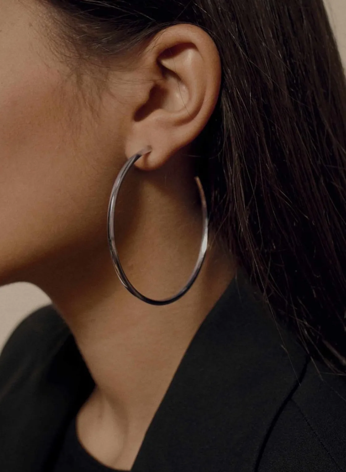 Pendientes Aro | LINEARGENT Pendientes aros grandes diseño cuadrado y plata lisa