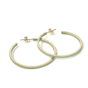 Pendientes Aro | LINEARGENT Pendientes aros grandes diseño esmalte tono menta bañados en oro