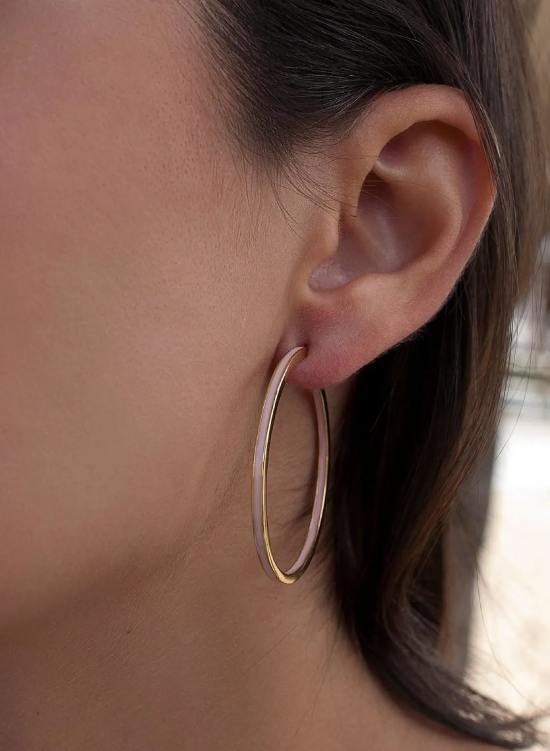 Pendientes Aro | LINEARGENT Pendientes aros grandes diseño esmalte tono rojo bañados en oro