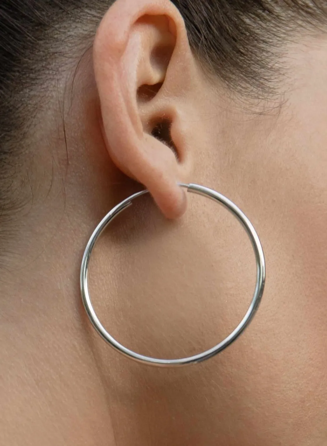 Pendientes Aro | LINEARGENT Pendientes aros grandes diseño grueso con cierre oculto