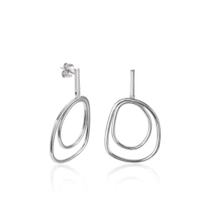 Pendientes Largos | LINEARGENT Pendientes aros grandes diseño irregular en plata lisa