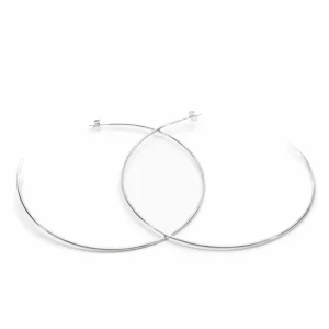 Pendientes Aro | LINEARGENT Pendientes aros grandes diseño maxi finos en plata lisa