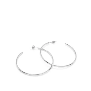 Pendientes Aro | LINEARGENT Pendientes aros grandes diseño plata lisa semiabiertos