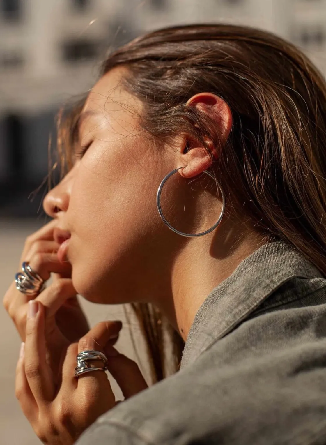 Pendientes Aro | LINEARGENT Pendientes aros grandes diseño tubular con cierre oculto
