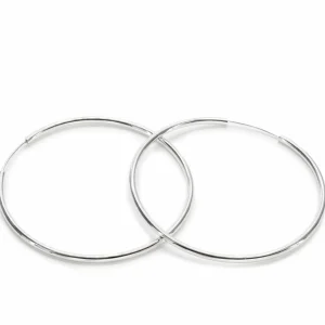 Pendientes Aro | LINEARGENT Pendientes aros grandes diseño tubular de plata lisa y cierre oculto