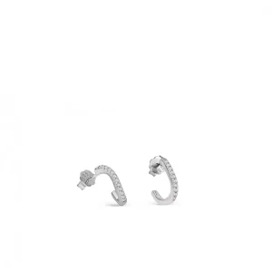 Pendientes Aro | LINEARGENT Pendientes aros muy pequeños diseño curvilíneo con circonitas