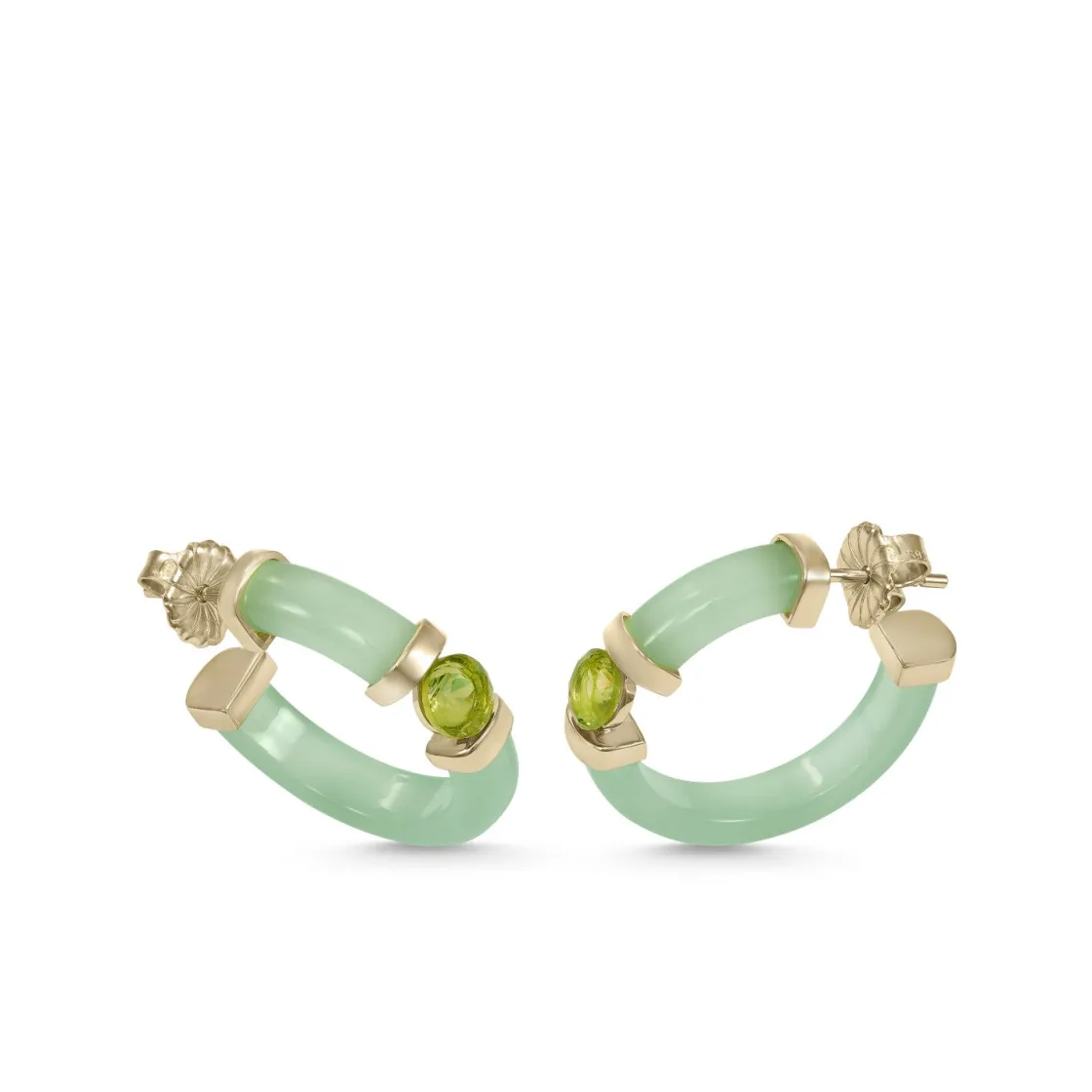 Pendientes Aro | LINEARGENT Pendientes aros originales detalle central cuarzo adamantino verde
