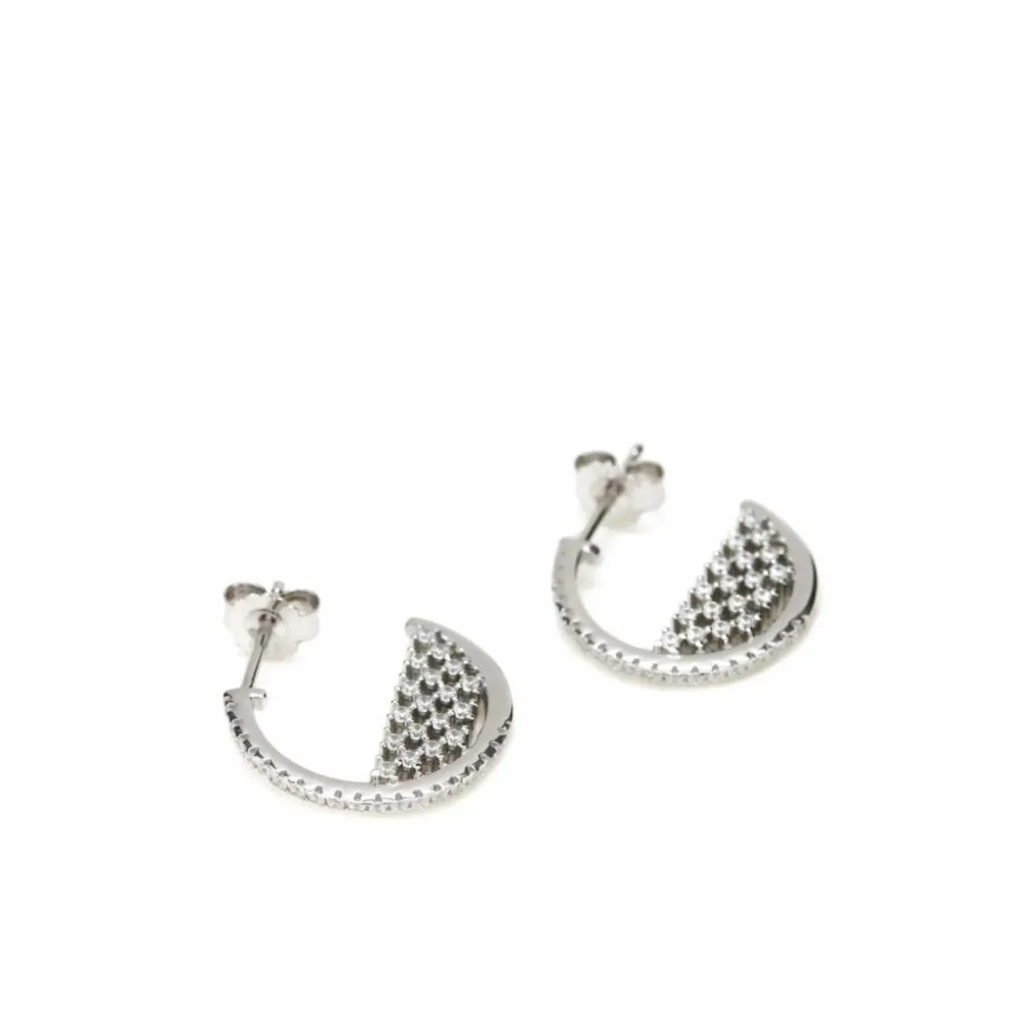 Pendientes Aro | LINEARGENT Pendientes aros pequeños circulares con pavé de circonitas