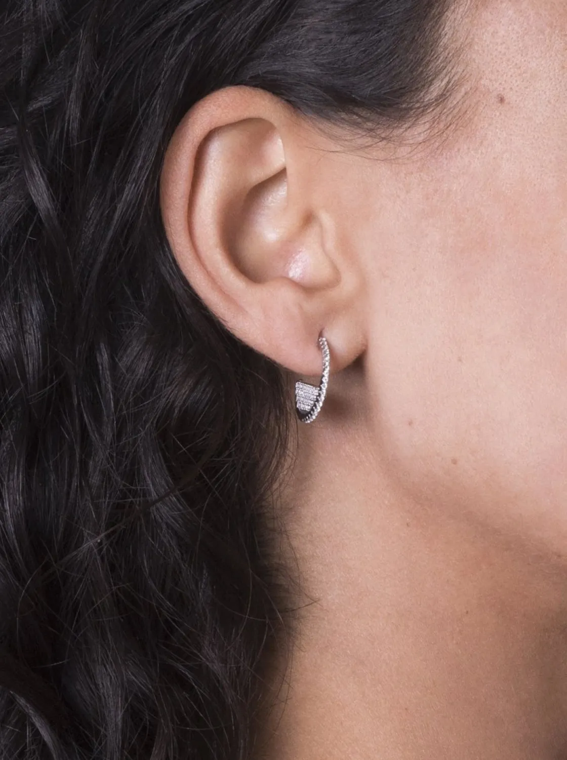 Pendientes Aro | LINEARGENT Pendientes aros pequeños circulares con pavé de circonitas