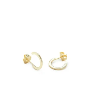 Pendientes Aro | LINEARGENT Pendientes aros pequeños clásicos y elegantes estilo plano bañados en oro