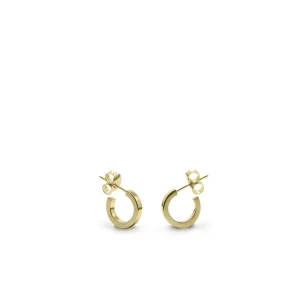 Pendientes Aro | LINEARGENT Pendientes aros pequeños con baño dorado diseño cuadrado