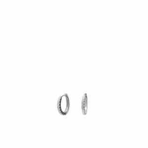 Pendientes Aro | LINEARGENT Pendientes aros pequeños con carril de circonitas estilo segundo pendiente
