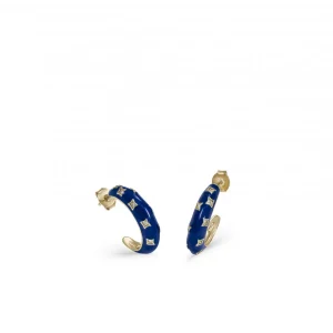 Pendientes Aro | LINEARGENT Pendientes aros pequeños con esmalte azul eléctrico