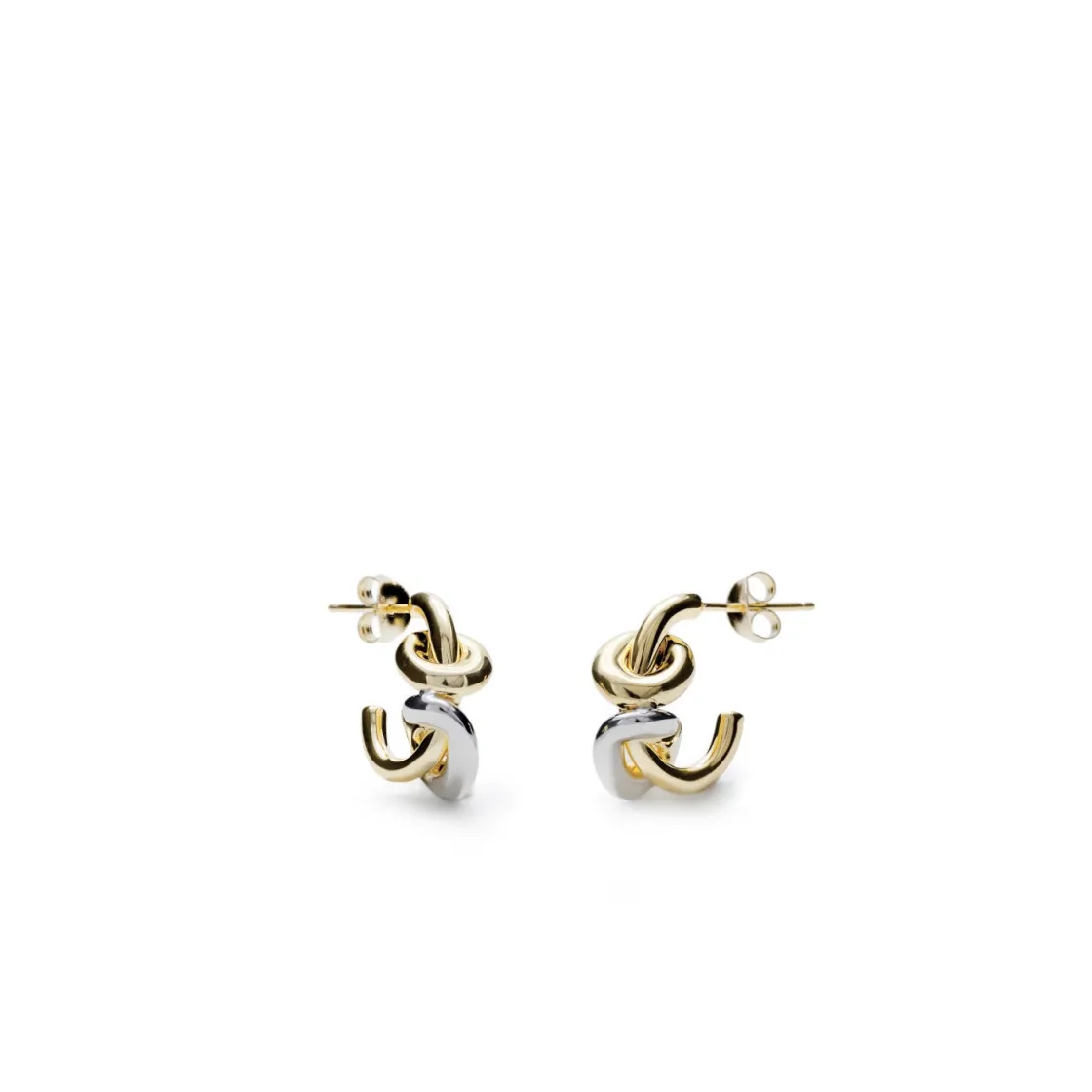 Pendientes Bicolor | LINEARGENT Pendientes aros pequeños diseño de doble círculo bicolor