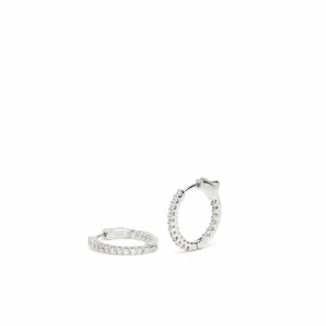 Pendientes Aro | LINEARGENT Pendientes aros pequeños diseño doble carril de circonitas