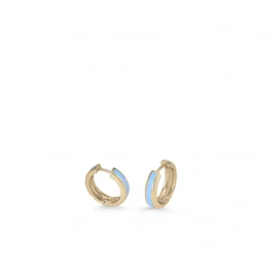 Pendientes Aro | LINEARGENT Pendientes aros pequeños diseño esmalte azul bañados en oro