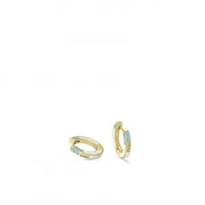 Pendientes Pequeños | Pendientes Aro | LINEARGENT Pendientes aros pequeños diseño esmalte bicolor y circonitas