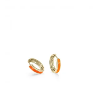 Pendientes Aro | LINEARGENT Pendientes aros pequeños diseño esmalte naranja bañados en oro