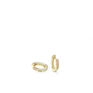 Pendientes Aro | LINEARGENT Pendientes aros pequeños diseño esmalte rosado y blanco con circonitas