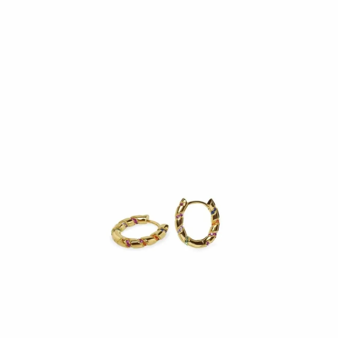 Pendientes Aro | LINEARGENT Pendientes aros pequeños diseño espiral con circonitas multicolores