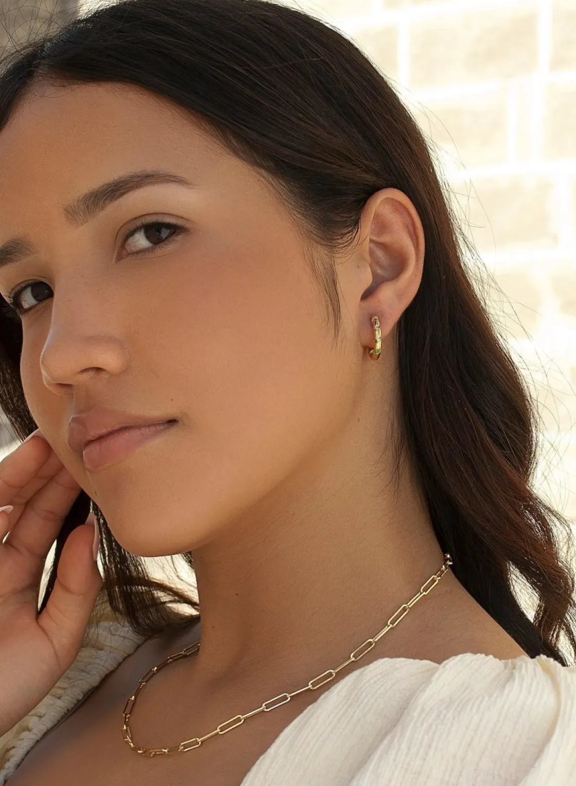 Pendientes Aro | LINEARGENT Pendientes aros pequeños diseño espiral con circonitas multicolores