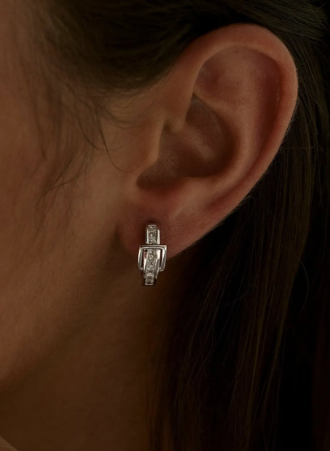 Pendientes Aro | LINEARGENT Pendientes aros pequeños diseño hebilla con circonitas