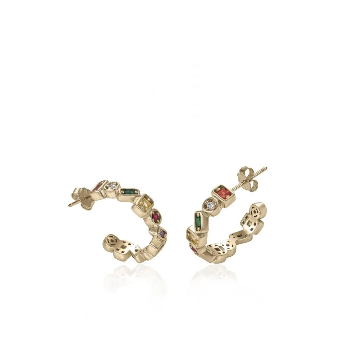 Pendientes Aro | LINEARGENT Pendientes aros pequeños diseño piedras multicolores