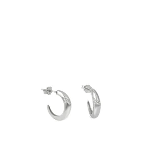 Pendientes Aro | LINEARGENT Pendientes aros pequeños diseño semiabierto con banda diagonal de circonita