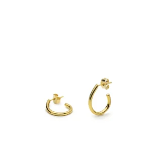 Pendientes Aro | LINEARGENT Pendientes aros pequeños diseño semiabierto redondo y plata bañada en oro