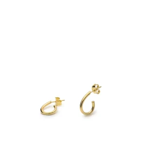 Pendientes Aro | LINEARGENT Pendientes aros pequeños diseño semiabierto y plata lisa bañada en oro