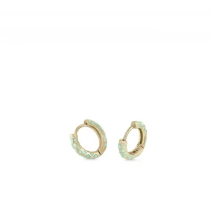 Pendientes Aro | LINEARGENT Pendientes aros pequeños estampado geométrico tono verde pastel