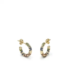 Pendientes Aro | LINEARGENT Pendientes aros pequeños motivo de cenefa y circonitas multicolores