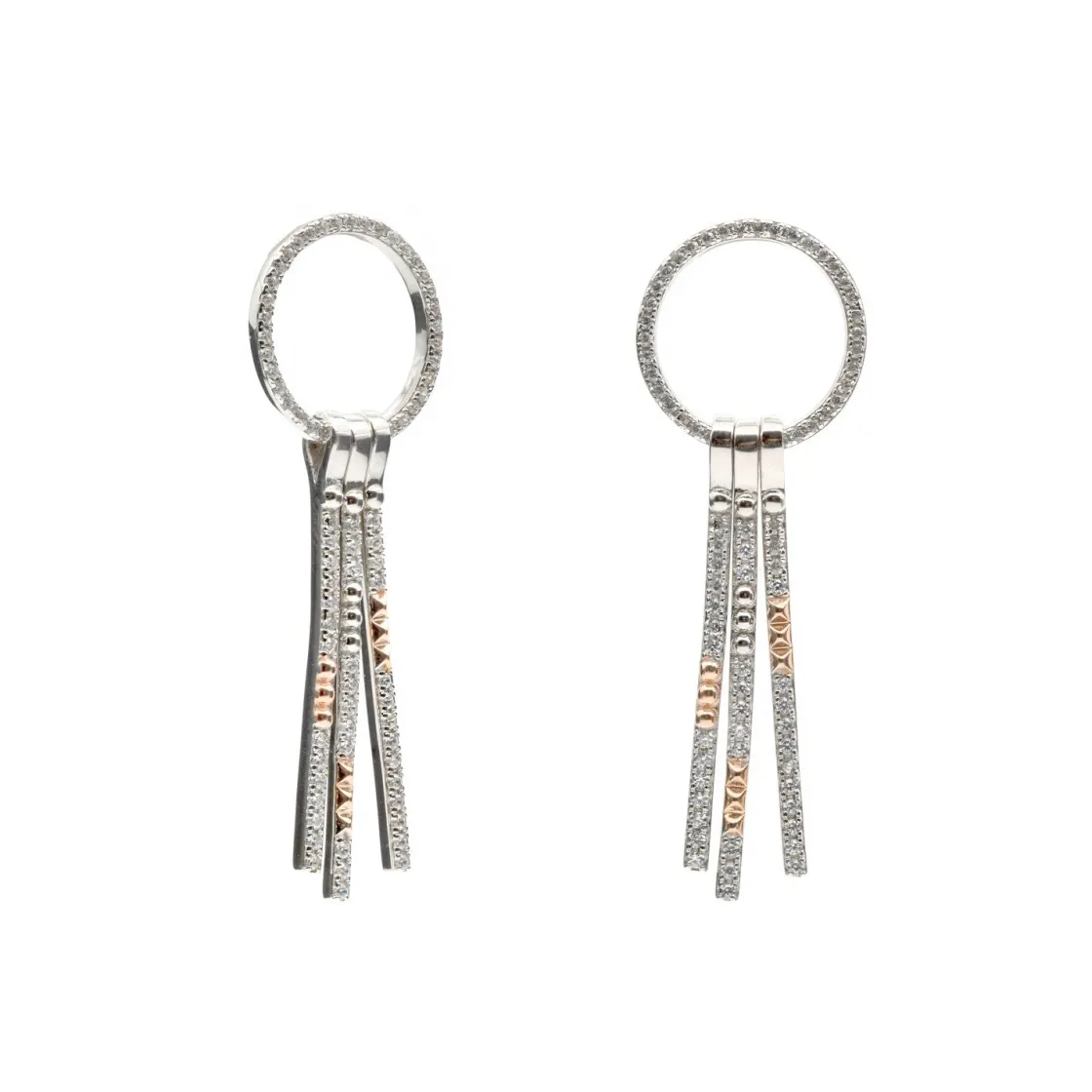 Pendientes Bicolor | LINEARGENT Pendientes bicolor circular con linieas colgantes