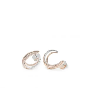 Pendientes Bicolor | LINEARGENT Pendientes bicolor de plata bañada en rosa con circonitas.