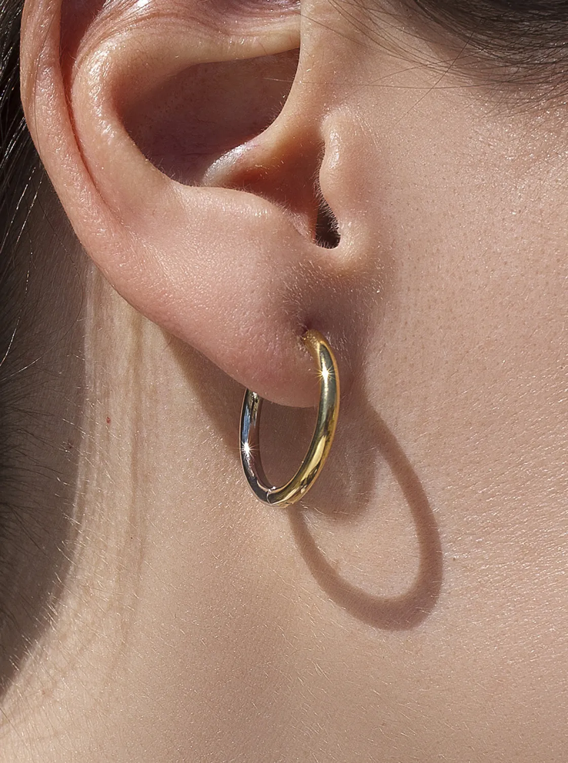 Pendientes Aro | LINEARGENT Pendientes bicolor de plata diseño aro