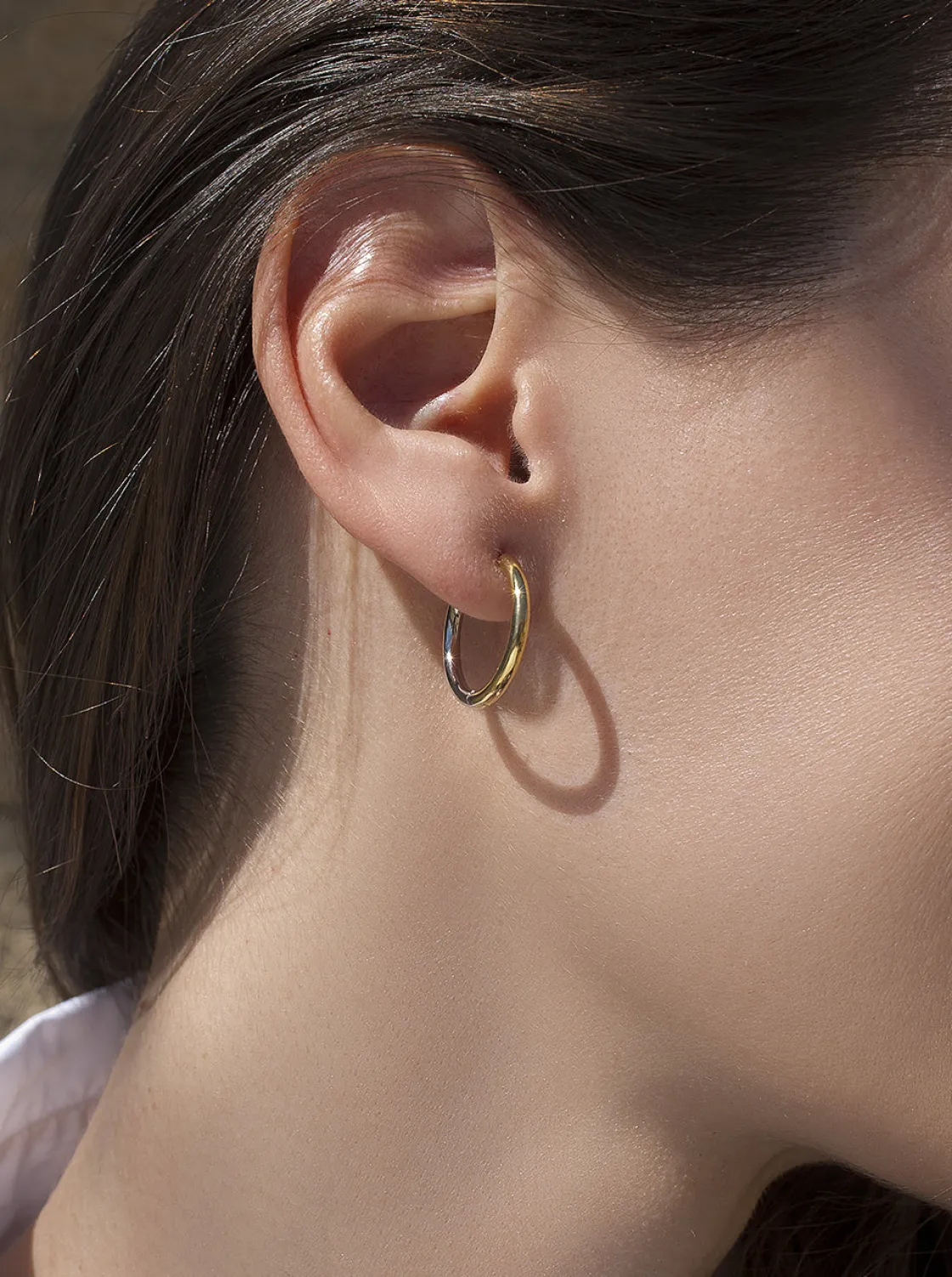Pendientes Aro | LINEARGENT Pendientes bicolor de plata diseño aro
