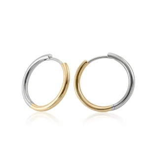 Pendientes Aro | LINEARGENT Pendientes bicolor de plata diseño aro grande
