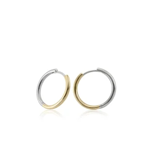 Pendientes Aro | LINEARGENT Pendientes bicolor de plata diseño aro mediano