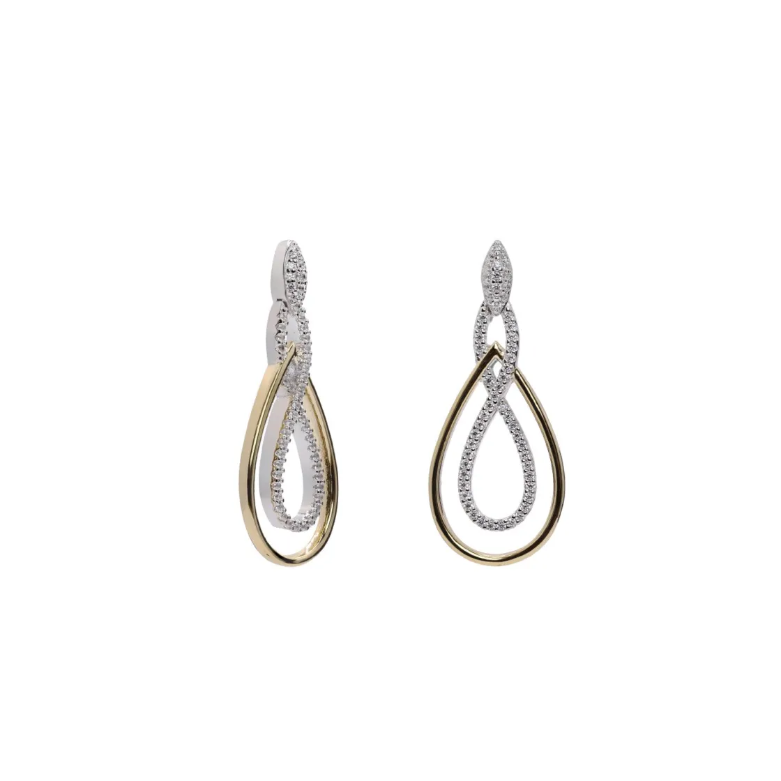 Pendientes Bicolor | LINEARGENT Pendientes bicolor de plata diseño lágrima con circonitas