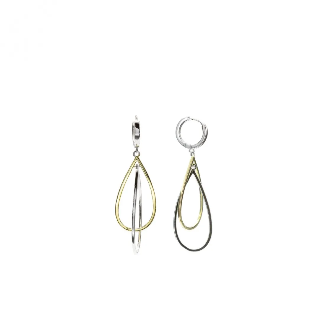 Pendientes Bicolor | LINEARGENT Pendientes bicolor de plata largos con diseño de lágrima