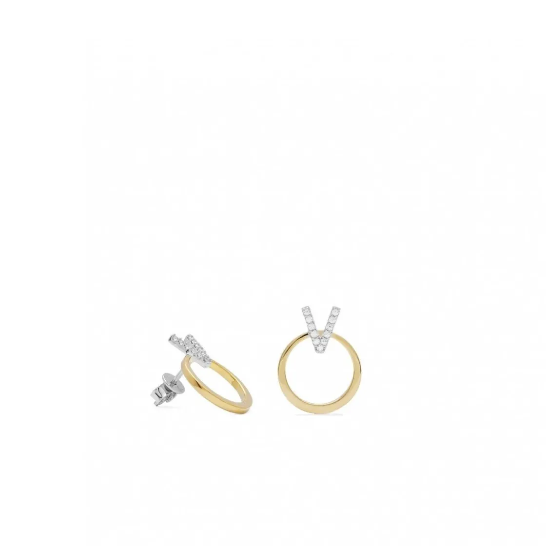 Pendientes Originales | Pendientes Bicolor | LINEARGENT Pendientes bicolor diseño circular con circonitas