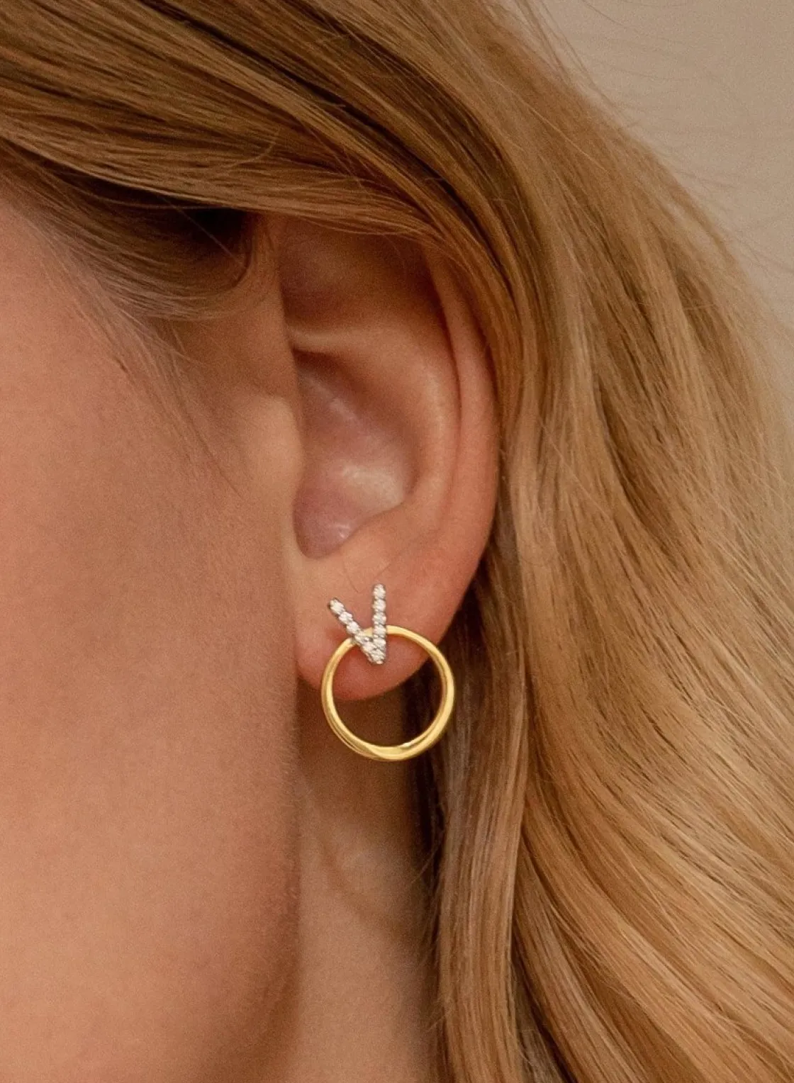 Pendientes Originales | Pendientes Bicolor | LINEARGENT Pendientes bicolor diseño circular con circonitas